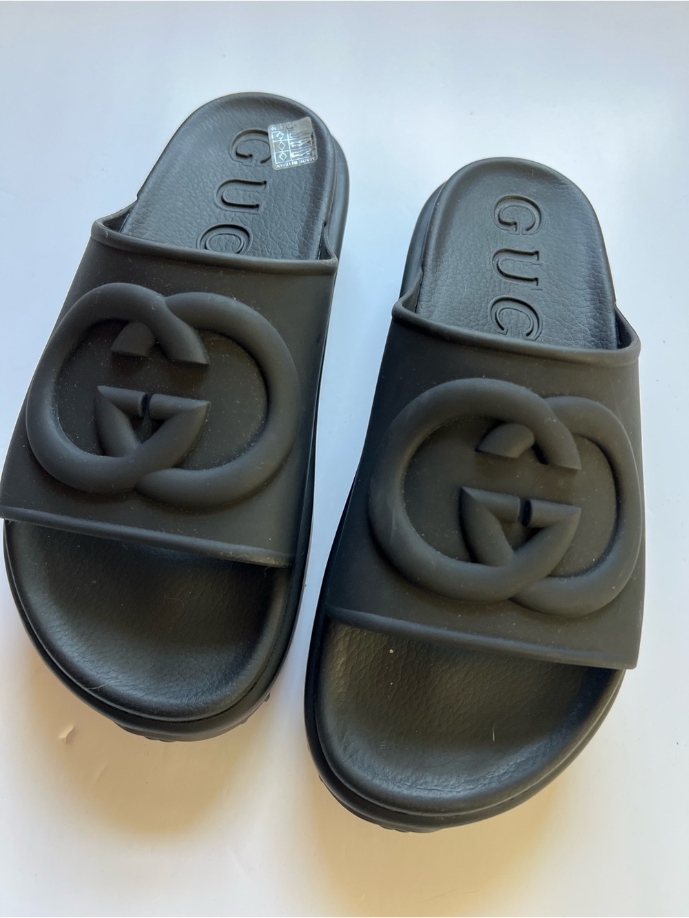Gucci Rubber Logo Slide Sandals